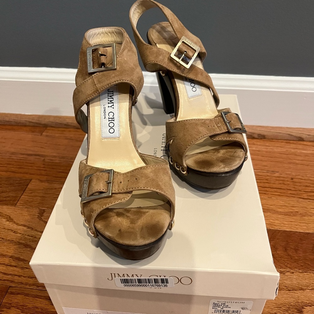 Jimmy Choo Urban Sue Platform Sandal Hazel Suede